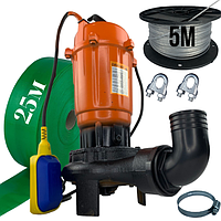 Фекальний насос DELTA ASD 2.6 кВт з ножем + шланг 25м+трос 5м+хомут+затискач (Польща)