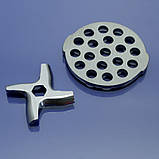 Ніж та решітка м'ясорубки Moulinex HV2 ME20, ME205, ME206, ME20513E, ME206181, ME208139, ME209139 груба 7,5мм нержавійка, фото 5