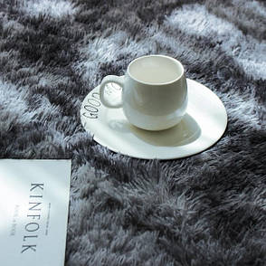 Килим круглий хутряний з довгим ворсом діаметр 100 см, фото 2