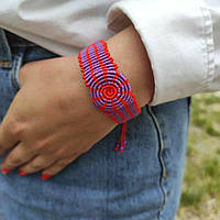 Женский браслет ручного плетения макраме "Sontsevorot" (фиолетово-оранжевый)