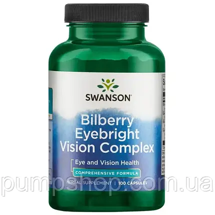 Чорниця, очанка, кверцетин і рутин Swanson Bilberry Eyebright Vision Complex 100 капс., фото 2