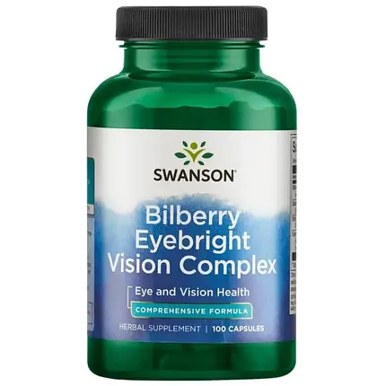 Чорниця, очанка, кверцетин і рутин Swanson Bilberry Eyebright Vision Complex 100 капс., фото 1