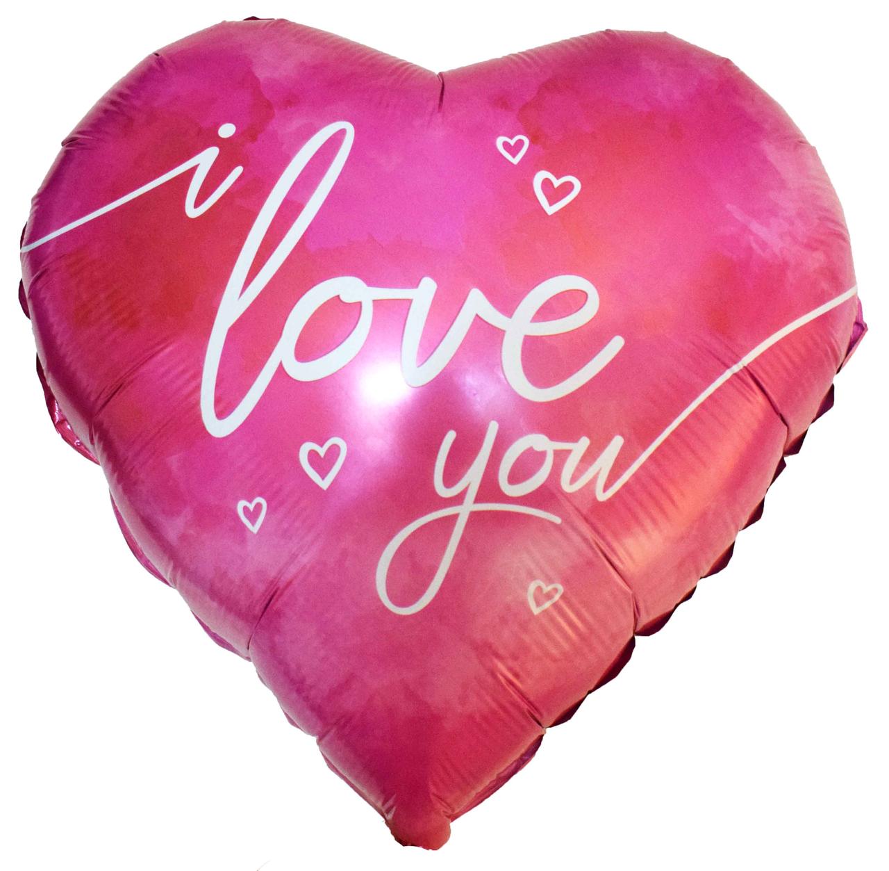 Куля фольгована серце "I Love You" Рожева. Розмір: 18"(45 см.)