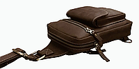 Мужская сумка слинг кожаная через плечо бананка коричневая gmSMS14