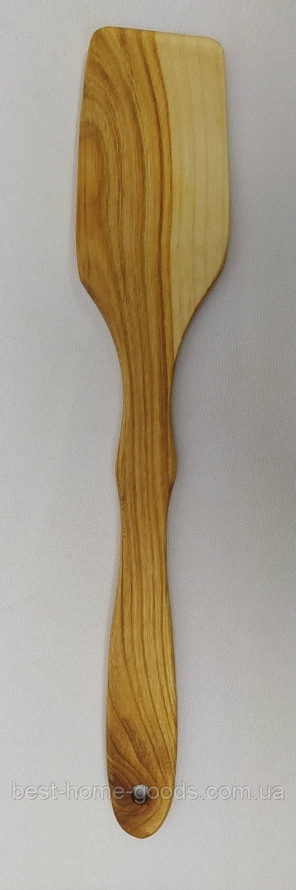 Дерев’яна кухонна лопатка з черешні 30 см – безпечна для антипригарних сковорідок, ідеальна для смаження, фото 1