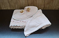 Женский махровый набор для сауны полотенце + чалма+ тапочки Fakili Calissa Турция