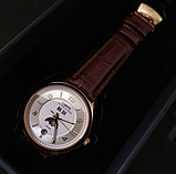 Класичний наручний механічний чоловічий годинник Lobinni з автопідзаводом зі шкіряним ремінцем, фото 3