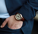 Класичний наручний механічний чоловічий годинник Lobinni з автопідзаводом зі шкіряним ремінцем, фото 9