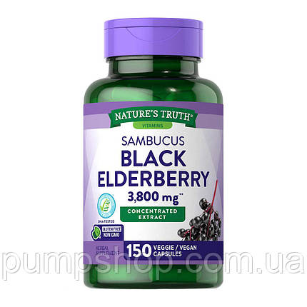 Бузина чорна Nature's Truth Sambucus Black Elderberry 3800 мг 150 капс., фото 2