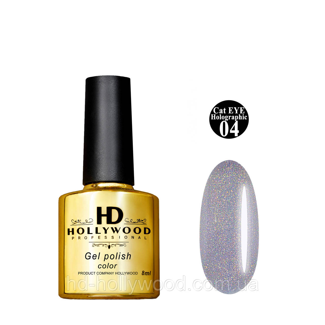 Гель лак Кошачий очей Holographic 04 HD Hollywood 8 ml, фото 1