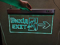 Светильник эвакуационный аварийный Вихід EXIT (двері праворуч) S503 ACRYLIC LED 3W GRAVING TNSy5000490