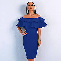 Літня жіноча сукня з відкритими плечима і подвійним воланом «Керрі»- 46 розмір