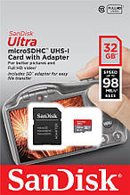 Карта пам'яті micro-SDHC 32GB SANDISK Ultra (class 10) +adapter