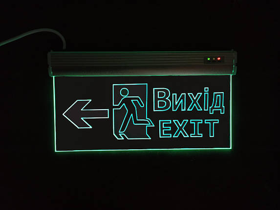 Світильник аварійний евакуаційний Вихід EXIT (двері ліворуч) S503 ACRYLIC LED 3W GRAVING TNSy5000491, фото 1