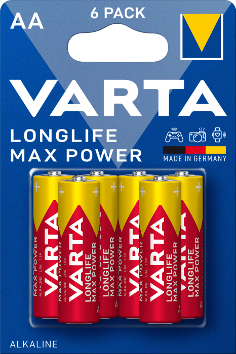 Батарейки VARTA LONGLIFE MAX POWER AA 1.5V BLI6 ALKALINE