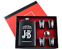 Подарунковий набір 6в1 Jim Beam чорний (Фляга, 4 чарки, лійка) 256 мл Гранд Презент TZ-28-2