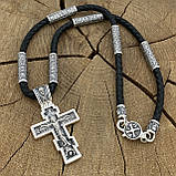 Срібний хрест на шкіряному шнурку, фото 4