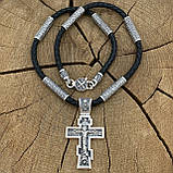 Срібний хрест на шкіряному шнурку, фото 5