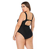 Купальник жіночий суцільний великих розмірів чорний зі світлими вставками, фото 2