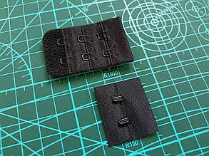 Застібка для бюстгальтера на 2 гачка 5х3см чорна