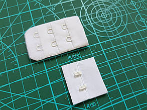 Застібка для бюстгальтера на 2 гачка 5х3см біла