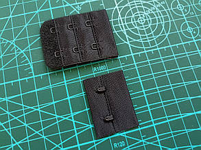 Застібка для бюстгальтера на 2 гачка 5х3.8см чорна