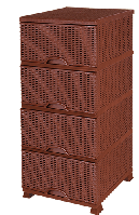 Комод Ротанг пластиковый 4 ящика с боковыми вставками коричневый (Elif Plastik) 45*37.5*90 см
