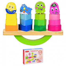 Дерев'яна іграшка VV211 балансування, 4 пірамідки 22.5.5х17 см, Toyman