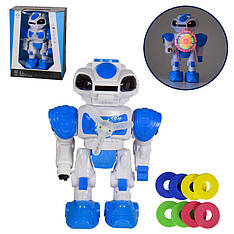 Робот інтерактивний 612A 25 см, стріляє дисками (синій), Land of Toys
