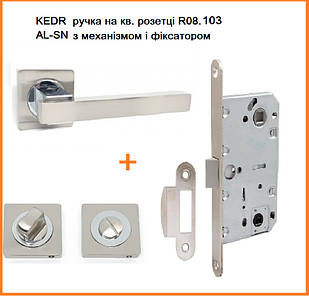 KEDR  ручка на кв. розетці R08.103-AL-SN з механізмом и фіксатором