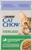 Влажный корм для стерилизованных котов Пурина Кет Чау паучи Purina Cat Chow Sterilisedс ягненком и зеленой фасолью 85г