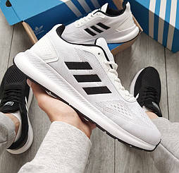 Чоловічі літні кросівки в сітку Adidas легкі весна-літо білі. Живе фото