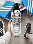 Чоловічі літні кросівки в сітку Adidas легкі весна-літо білі з сірим. Живе фото, фото 4