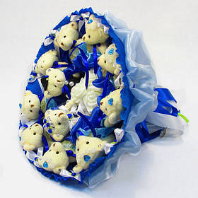 Букет з іграшки Мішки 11 синій весільний 5268, Toyman