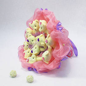 Букет з іграшки Мішки 11 рожево-сиренєвий 5201, Toyman