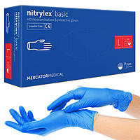 Нитриловые перчатки Nitrylex®, плотность 3.2 г. - PF PROTECT / basic - Синие (100 шт) L (8-9)