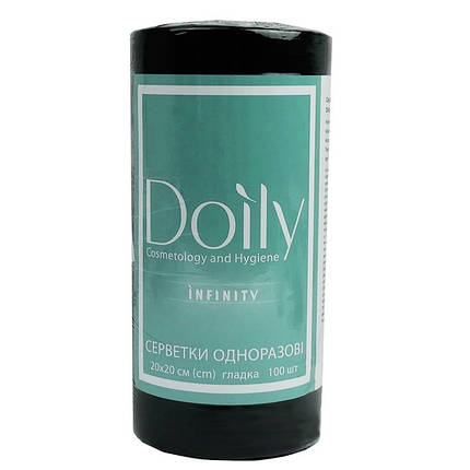 Серветки в рулоні Чорні 20х20 см - Doily INFINITY Гладкі, 100 шт - 55 г/м2, фото 1