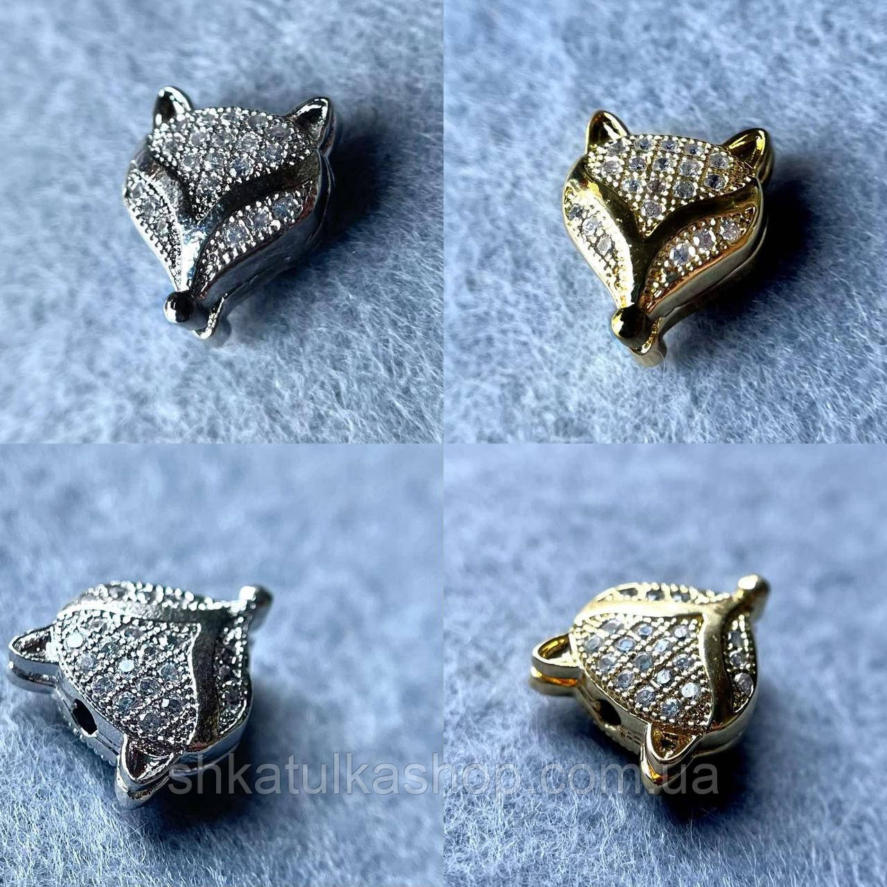 Намистина 10*12мм інкрустована цирконієм, золото, фото 1