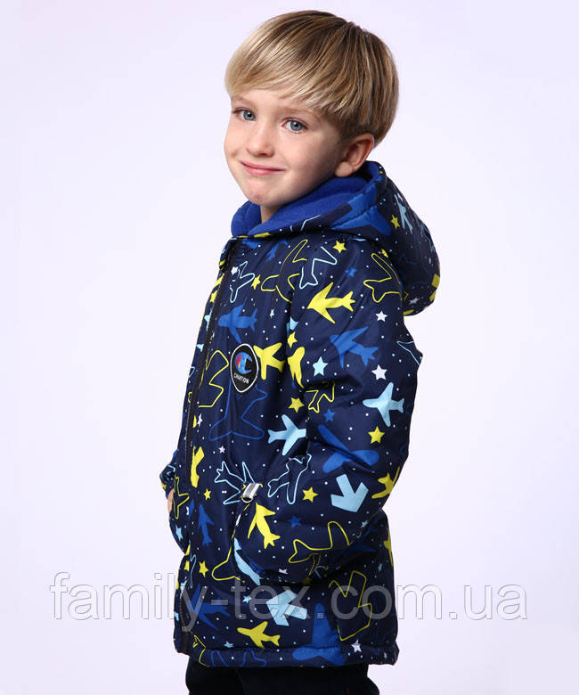 Демисезонная куртка для мальчика на флисовой подкладке, размеры на 3 - 6 лет - фото 3 - id-p1649921626