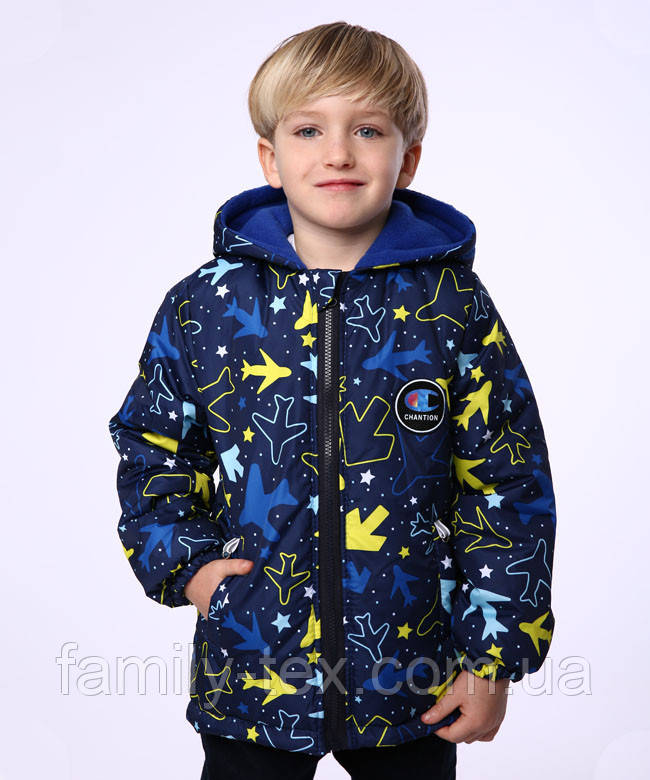 Демисезонная куртка для мальчика на флисовой подкладке, размеры на 3 - 6 лет - фото 5 - id-p1649921626