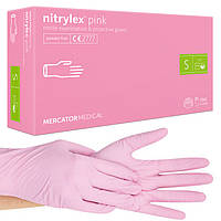 Нитриловые перчатки Nitrylex® Pink, плотность 3.5 г. - розовые (100 шт) S (6-7)