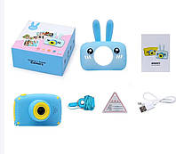 Цифровой мини фотоаппарат для детей Cartoon детский фотоаппарат зайчик голубой Фотоаппарат для мальчика