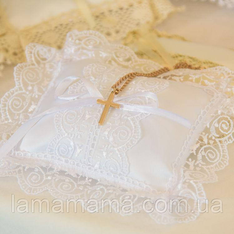 Подушечка для хрестика Хрестильна скринька білий BetiS, фото 1