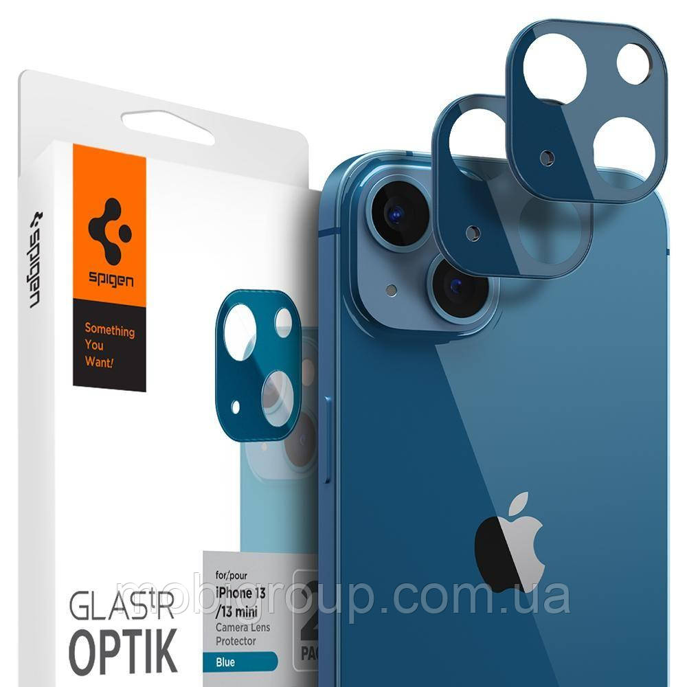 Захисне скло Spigen для камери iPhone 13 mini — Optik (2 шт.), Blue (AGL04037)
