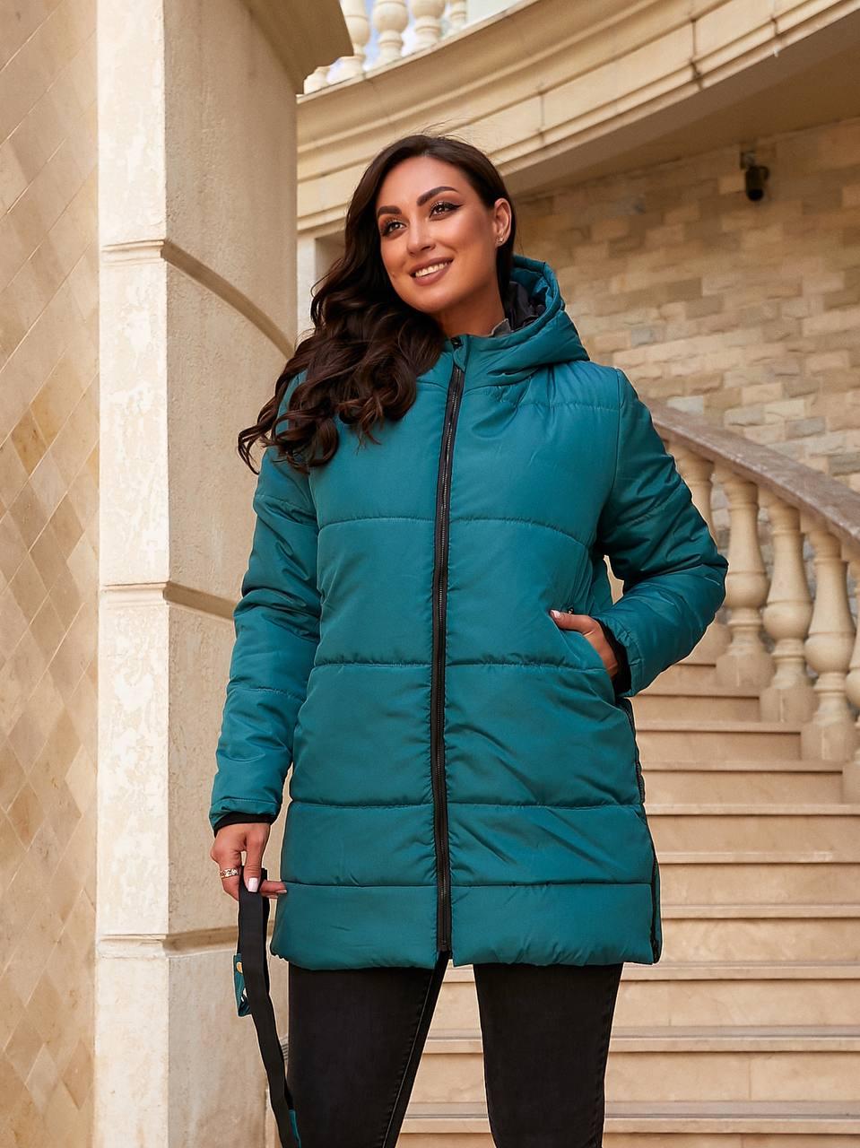 Куртка жіноча зимова арт. А060 зелений/ зелений пляшковий колір / пляшка