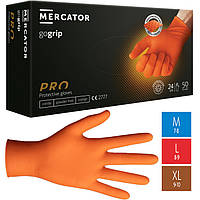 Нитриловые перчатки Cупер прочные Powergrip Mercator Medical, плотность 8.5 г. - оранжевые (50шт/25пар)