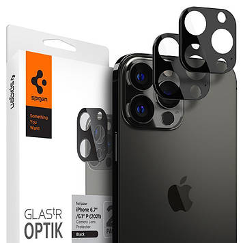Захисне скло Spigen для камери iPhone 13 Pro / 13 Pro Max — Optik (2 шт.), Graphite (AGL04035)