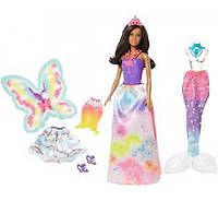 Кукла Барби Волшебное перевоплощение Barbie Dreamtopia Rainbow Cove Fairytale Dress Up Set, Black Hair