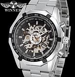 Чоловічий механічний годинник winner з металевим браслетом з автопідзаводом, фото 6