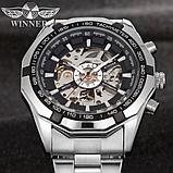 Чоловічий механічний годинник winner з металевим браслетом з автопідзаводом, фото 3